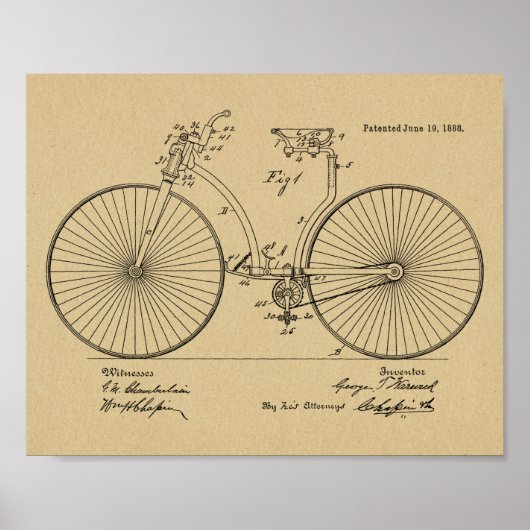 1888 brochure met fietspatroon — Kunstafdrukken Poster (Voorkant)