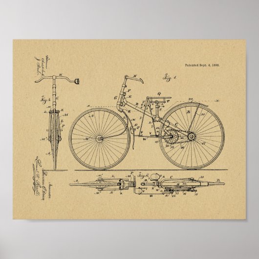 1888  brochure over fietspatroon — Kunstafdrukken Poster (Voorkant)