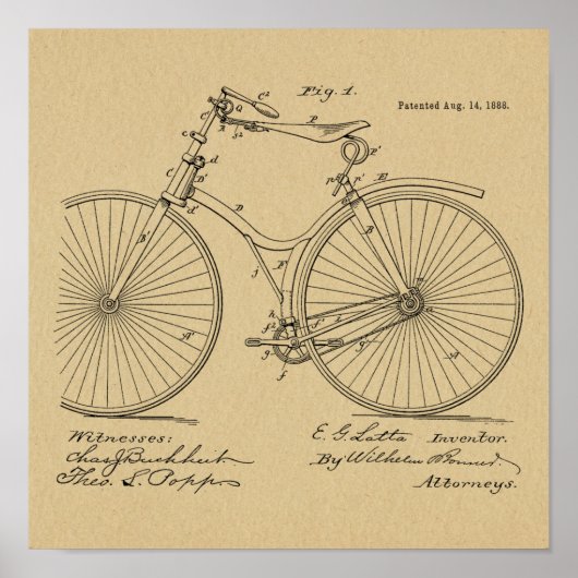 1888  brochure over fietspatroon — Kunstafdrukken Poster (Voorkant)