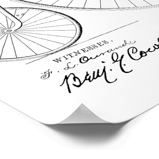 1888 High Wheeler Bicycle Patent Art Print (Hoek)