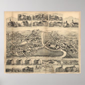 1888 Lonsdale, Lincoln, RI Birds Eye Panoramic Map Poster (Voorkant)