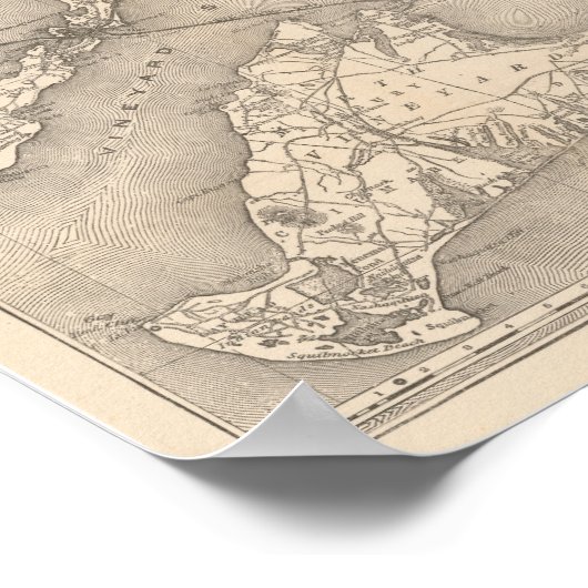 1888 Old Colony Railroad Marthas Vineyard Map Poster (Hoek)