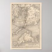 1888 Old Colony Railroad Marthas Vineyard Map Poster (Voorkant)