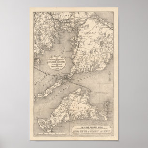 1888 Old Colony Railroad Marthas Vineyard Map Poster
