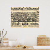 1888 Placerville CA Birds Eye Uitzicht Panoramic M Poster (Keuken)