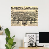 1888 Placerville CA Birds Eye Uitzicht Panoramic M Poster (Thuiskantoor)