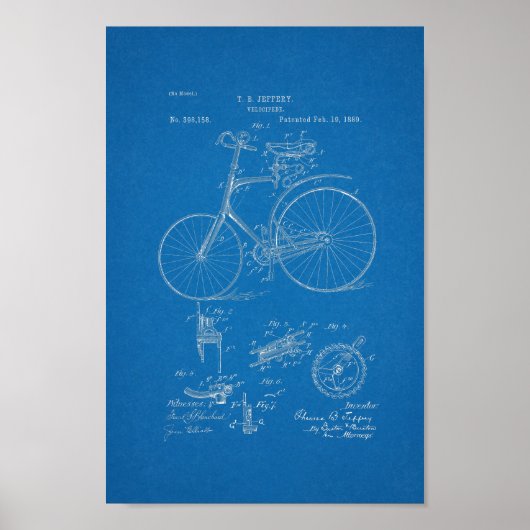 1889  blauwdruk voor fietspatronen afdrukken poster (Voorkant)
