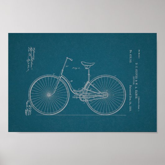 1889  blauwdruk voor fietspatronen poster (Voorkant)