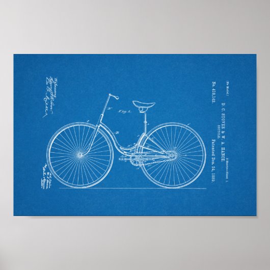 1889  blauwdruk voor fietspatronen poster (Voorkant)