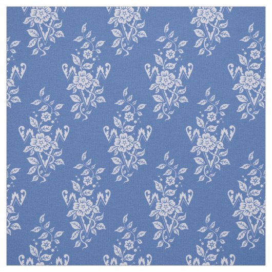 1889 Bloemen, Middelblauw Stof (Swatch)