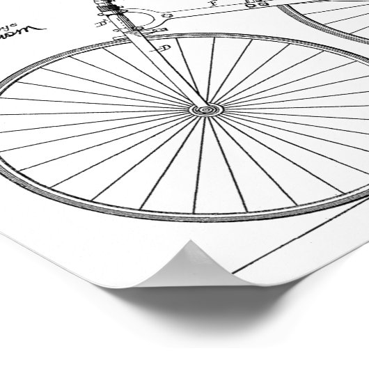 1889 Chainless Bicycle Patent Art Drawing Print (Hoek)