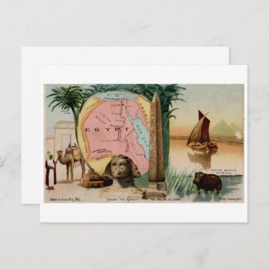 1889 Egyptische  kaart (Voorkant / Achterkant)