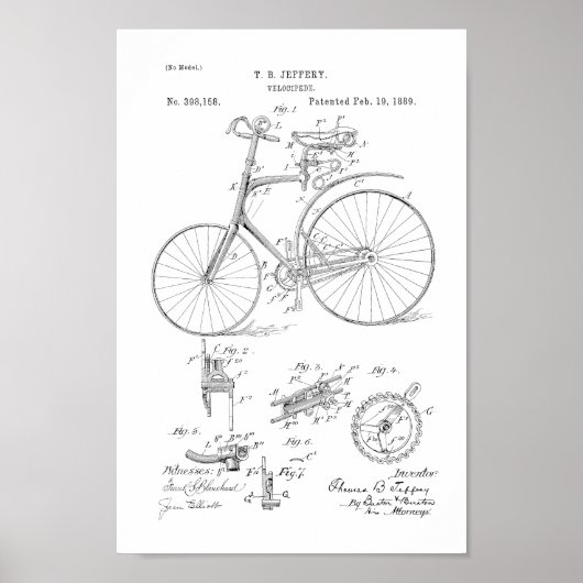1889  fietsvelocipede-patentkunst poster (Voorkant)