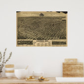 1889 Lincoln, NE Birds Eye Uitzicht Panoramic Map Poster (Keuken)