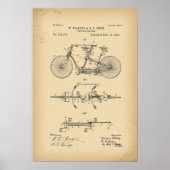 1889 Patent tandem Bicycle Poster (Voorkant)