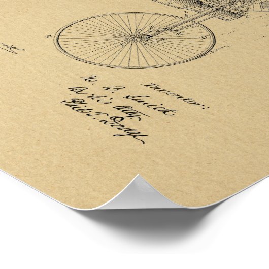 1889 printplaat met tricycle Patent- Poster (Hoek)