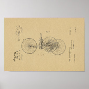 1889  printplaat met tricycle Patent- Poster