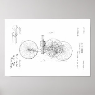 1889 printplaat met tricycle Patent- Poster