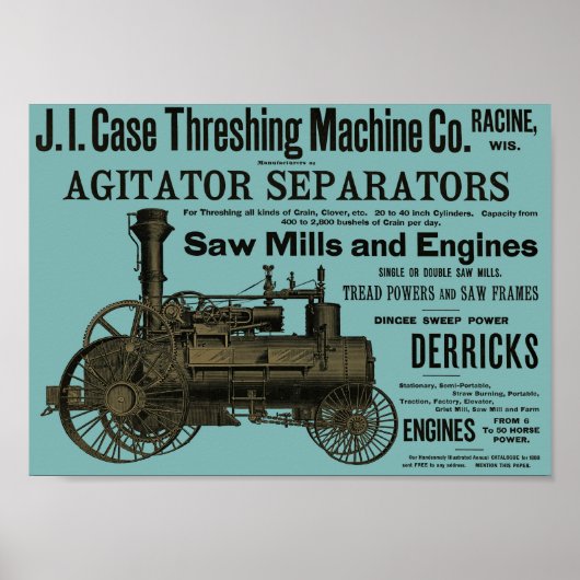 1889 Steamtractiemotor en Boerderij tractor kweek Poster (Voorkant)