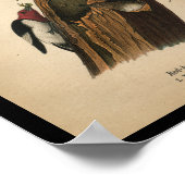 1890 Bird Print Red-kopige Woodpecker (Hoek)