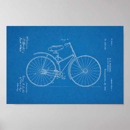 1890  blauwdruk voor fietspatronen afdrukken poster (Voorkant)
