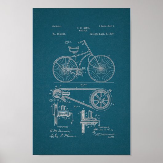 1890  blauwdruk voor fietspatronen poster (Voorkant)