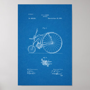 1890  blauwdruk voor fietspatronen poster