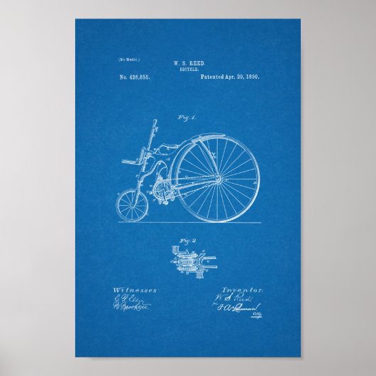 1890  blauwdruk voor fietspatronen poster (Voorkant)