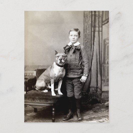 1890 Boy en zijn American Staffordshire Terrier Briefkaart (Voorkant)