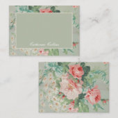 1890 Brits Vintage Stof Rozen & Madeliefjes  Notitiekaartje (Voorkant / Achterkant)