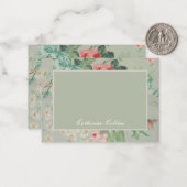 1890 Brits Vintage Stof Rozen & Madeliefjes  Notitiekaartje (Voorkant / Achterkant in situ)