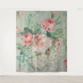 1890 Brits Vintage Stof Rozen & Madeliefjes Wandkleed (Voorkant)