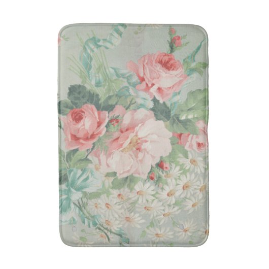1890 Britse  Stof Rozen & Daisies Badmat (Voorkant Verticaal)