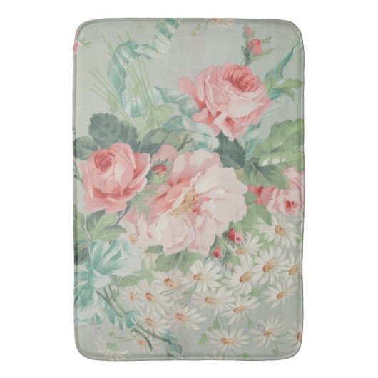 1890 Britse  Stof Rozen & Daisies Badmat (Voorkant Verticaal)