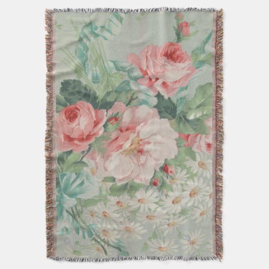 1890 Britse  Stof Rozen & Daisies Deken (Voorkant Verticaal)