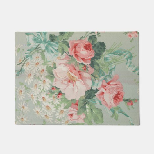 1890 Britse Stof Rozen & Daisies Deurmat (Voorkant)