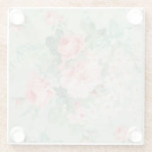 1890 Britse  Stof Rozen & Daisies Glazen Onderzetter (Achterkant)