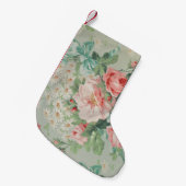 1890 Britse Stof Rozen & Daisies Kleine Kerstsok (Voorkant (Hangend))