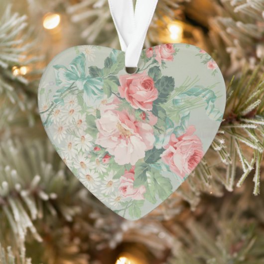 1890 Britse  Stof Rozen & Daisies Ornament (Boom)