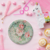 1890 Britse  Stof Rozen & Daisies Papieren Bordje (Feest)