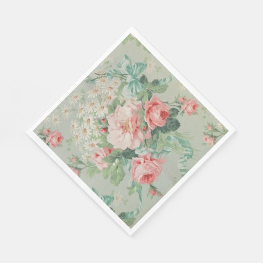 1890 Britse  Stof Rozen & Daisies Servet (Hoek)