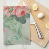 1890 Britse  Stof Rozen & Daisies Theedoek (Quarter Fold)