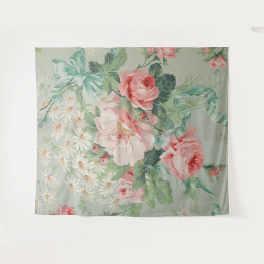 1890 Britse  Stof Rozen & Daisies Wandkleed (Voorkant (horizontaal))