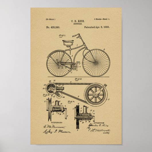 1890 brochure met fietspatroon poster (Voorkant)