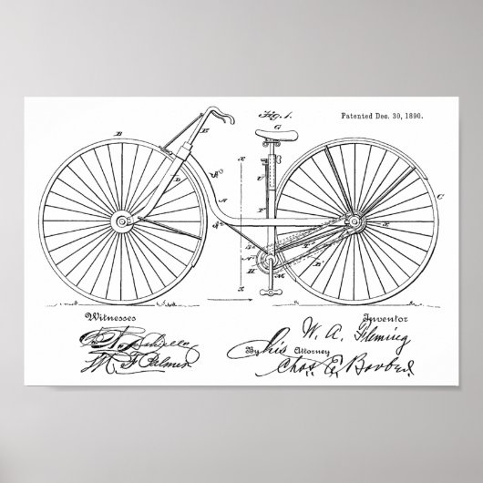 1890  brochure over fietspatroon — Kunstafdrukken Poster (Voorkant)