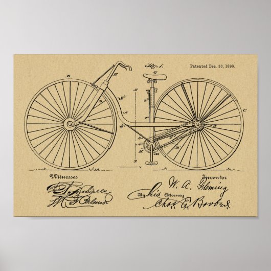 1890  brochure over fietspatroon — Kunstafdrukken Poster (Voorkant)