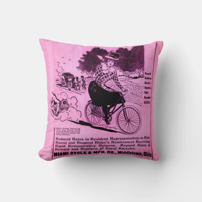 1890-fiets en rackafdruk kussen (Voorkant)
