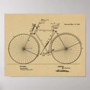 1890 fietsenophangteken — Kunstafdrukken Poster