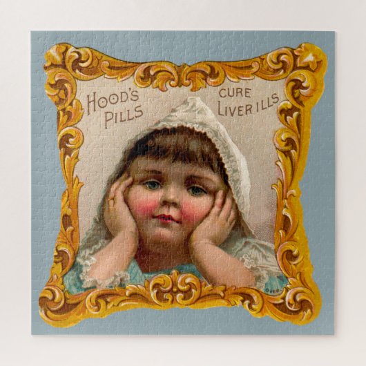 1890 Hoods Pills-handelskaart Legpuzzel (Verticaal)