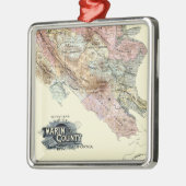  1890 Kaart van Marin County Metalen Ornament (Links)